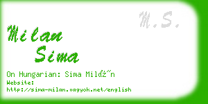 milan sima business card